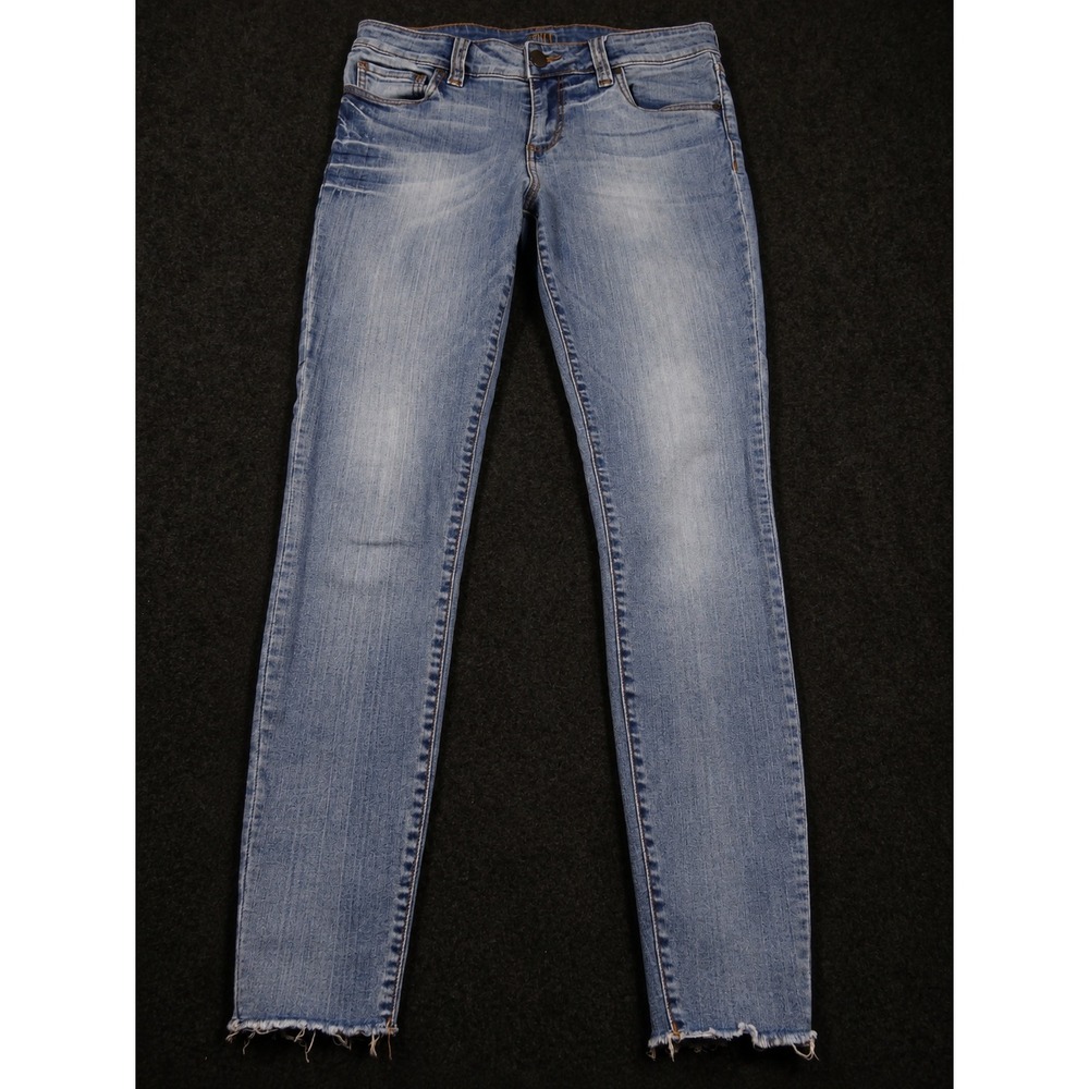 Kut from the Kloth Skinny Jeans Women 6 Blue Light Wash Raw Hem Whiskered